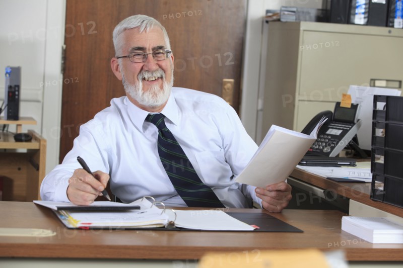 Caucasian businessman working in office