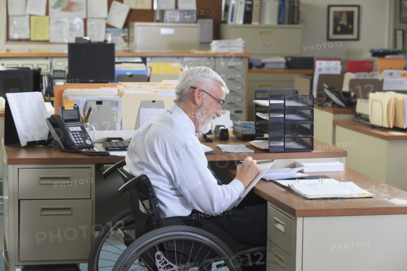 Caucasian businessman working in office