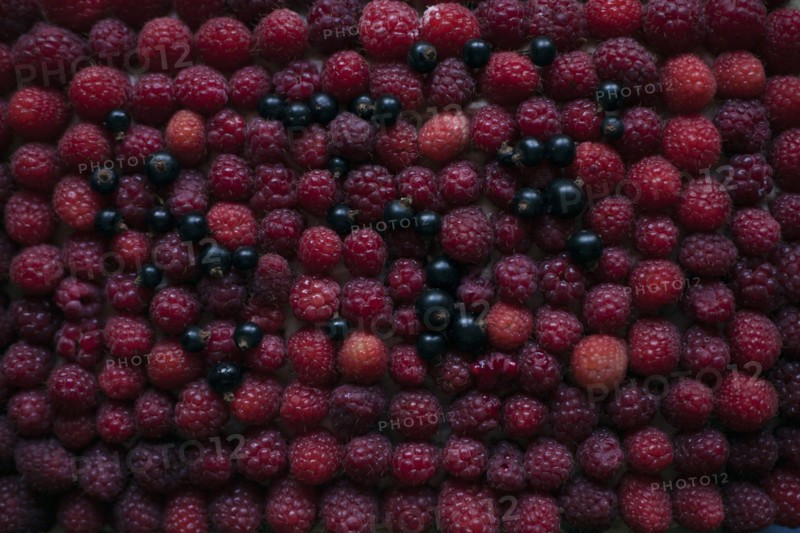 Raspberries and blueberries