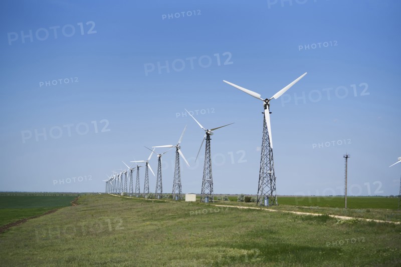 Row of wind turbines