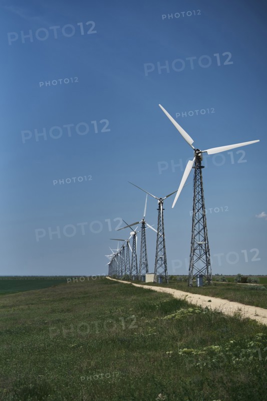 Row of wind turbines