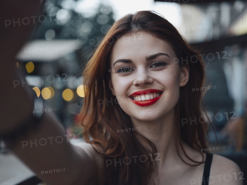 Smiling Caucasian woman posing for selfie