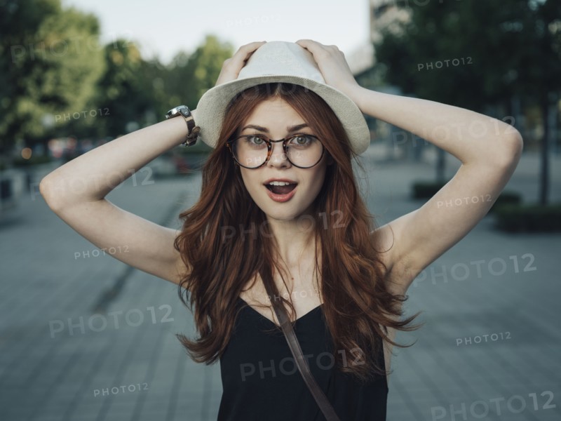 Portrait of surprised Caucasian woman