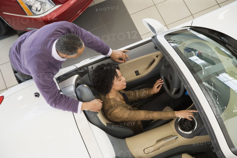 Couple buying a car