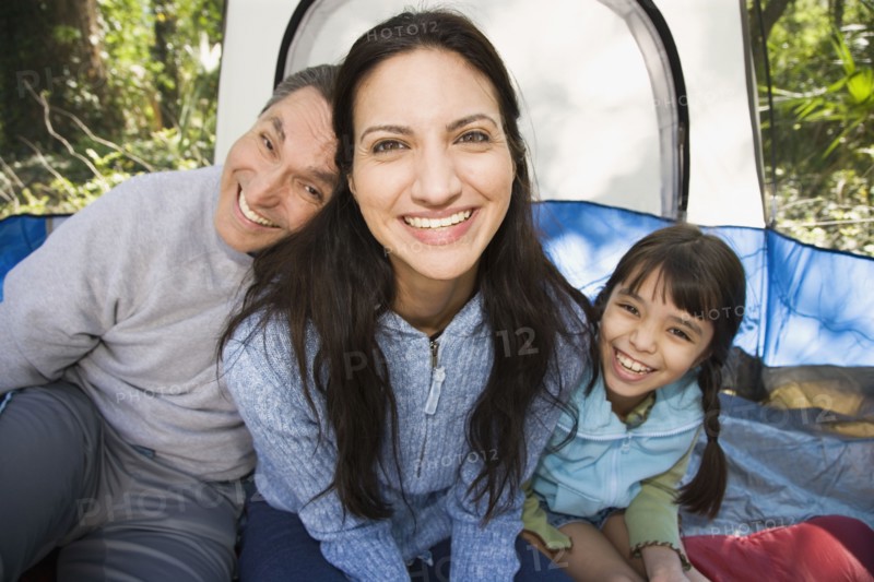 Hispanic family camping