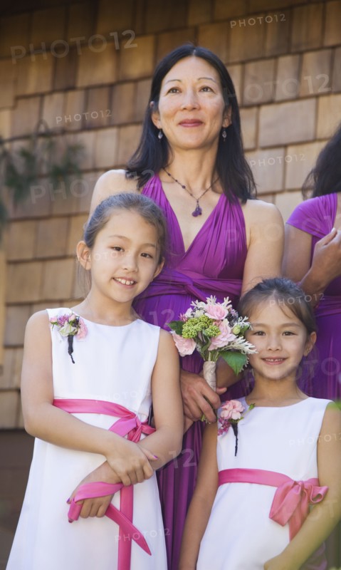 Asian bridesmaids and flower girls