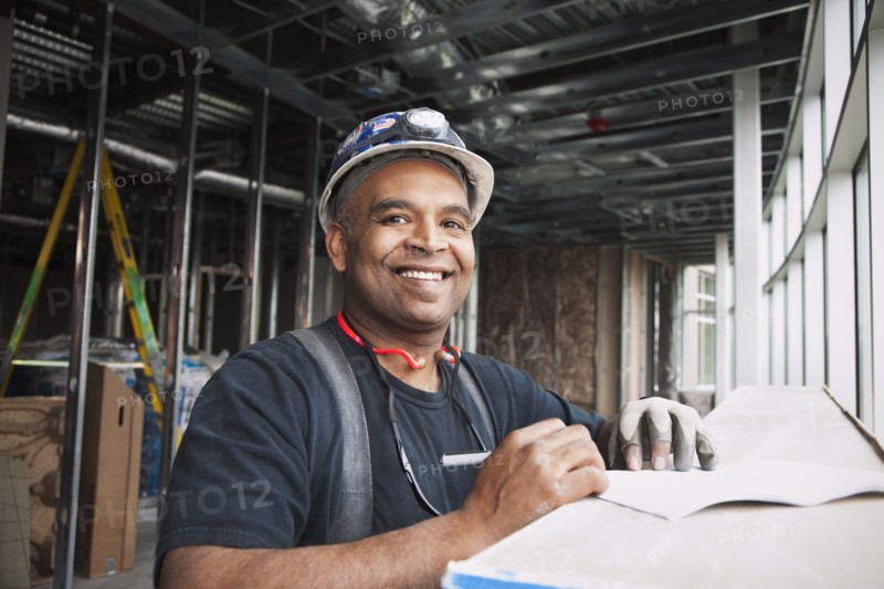 Mixed race worker on construction site