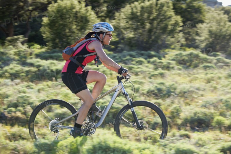 Japanese woman riding bicycle