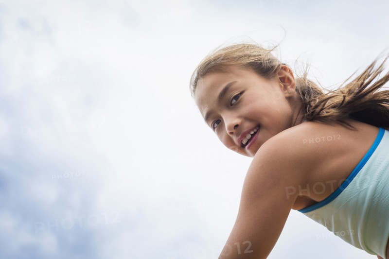 Mixed race girl smiling