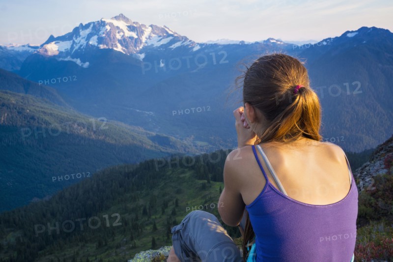 Mixed race girl enjoying view
