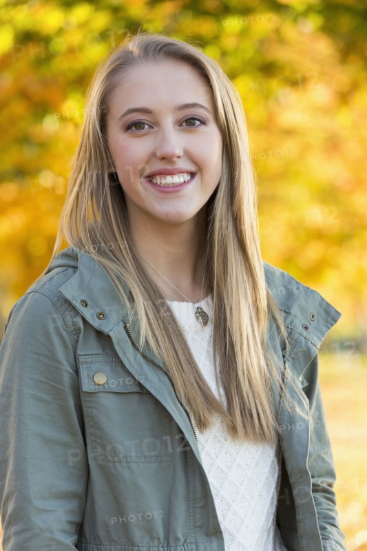 Caucasian woman smiling in park