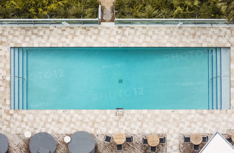 Aerial view of empty swimming pool