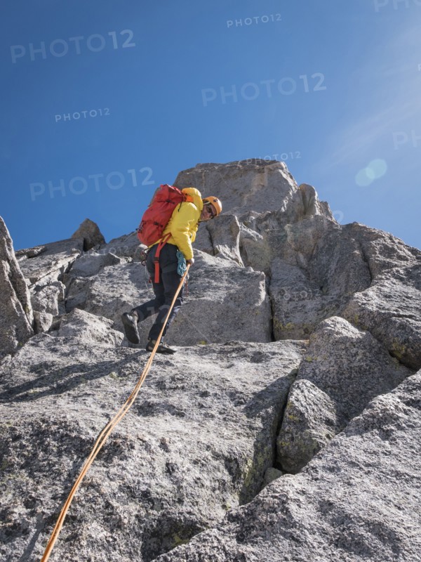 Caucasian climber on mountainside