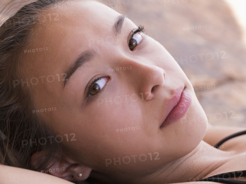 Portrait of serious Mixed Race girl