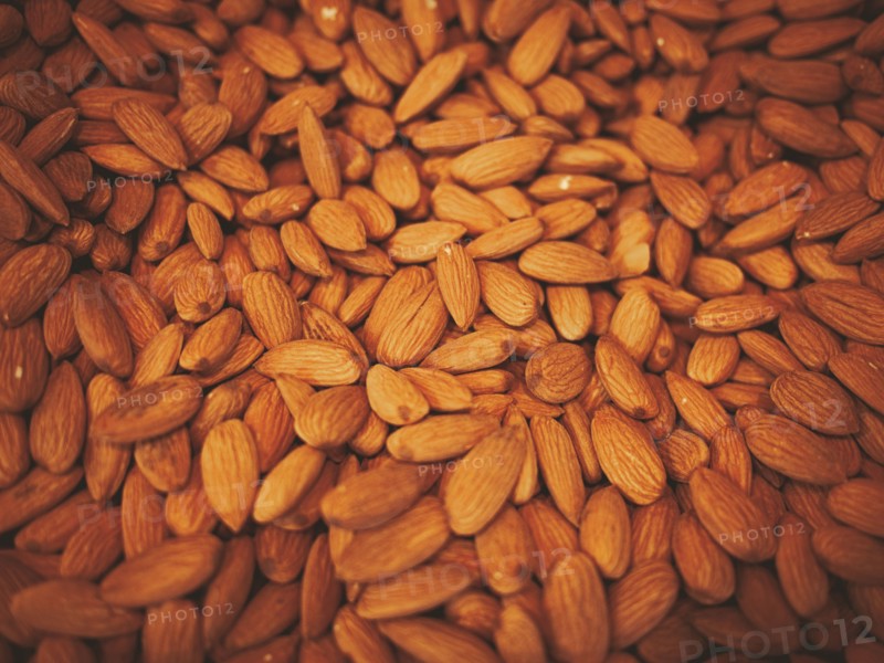 Close up of pile of almonds