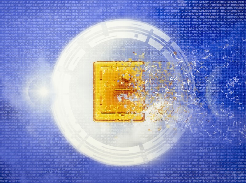 Pixelated safe in sky