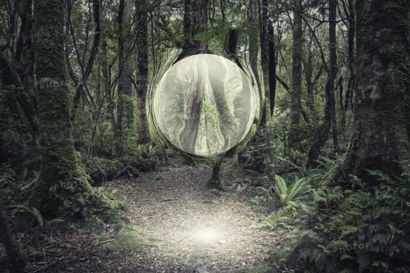 Orb glowing in forest