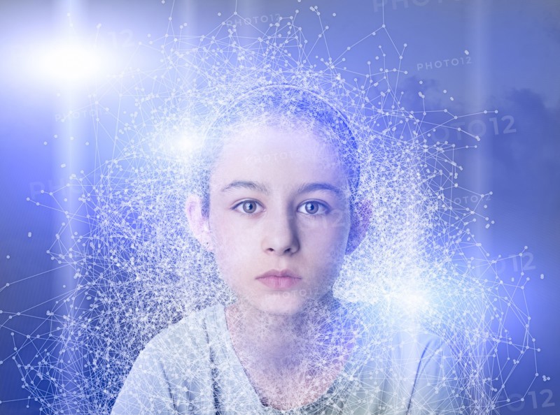 Mixed Race girl in virtual network
