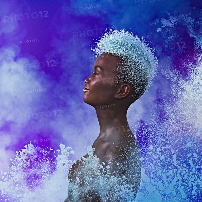 Powder splashing n futuristic woman