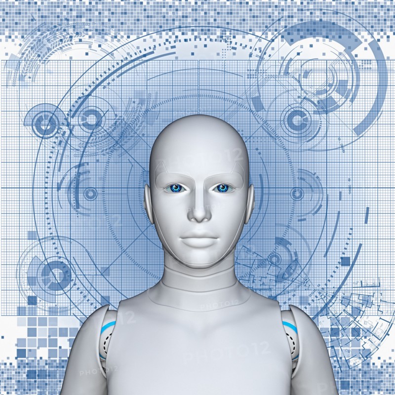 Blueprint behind robot