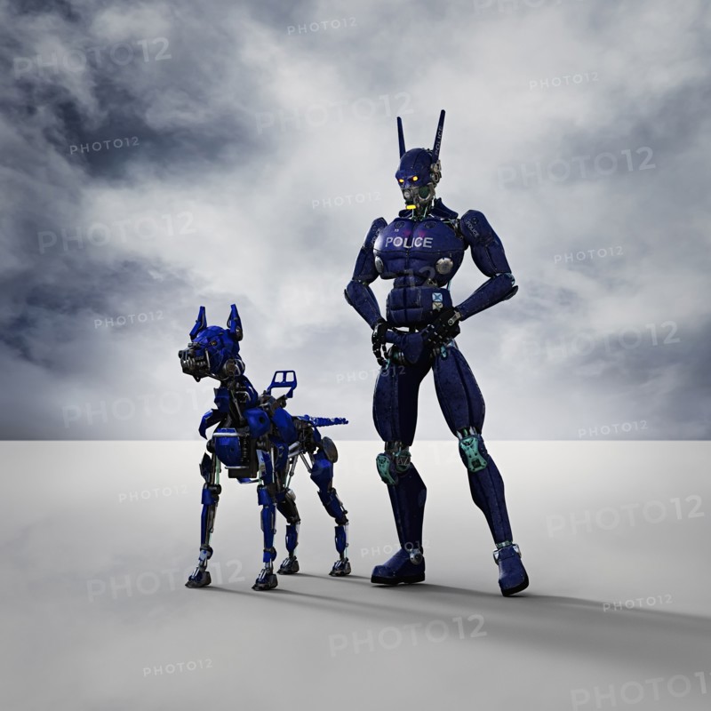 Robot police officer and dog