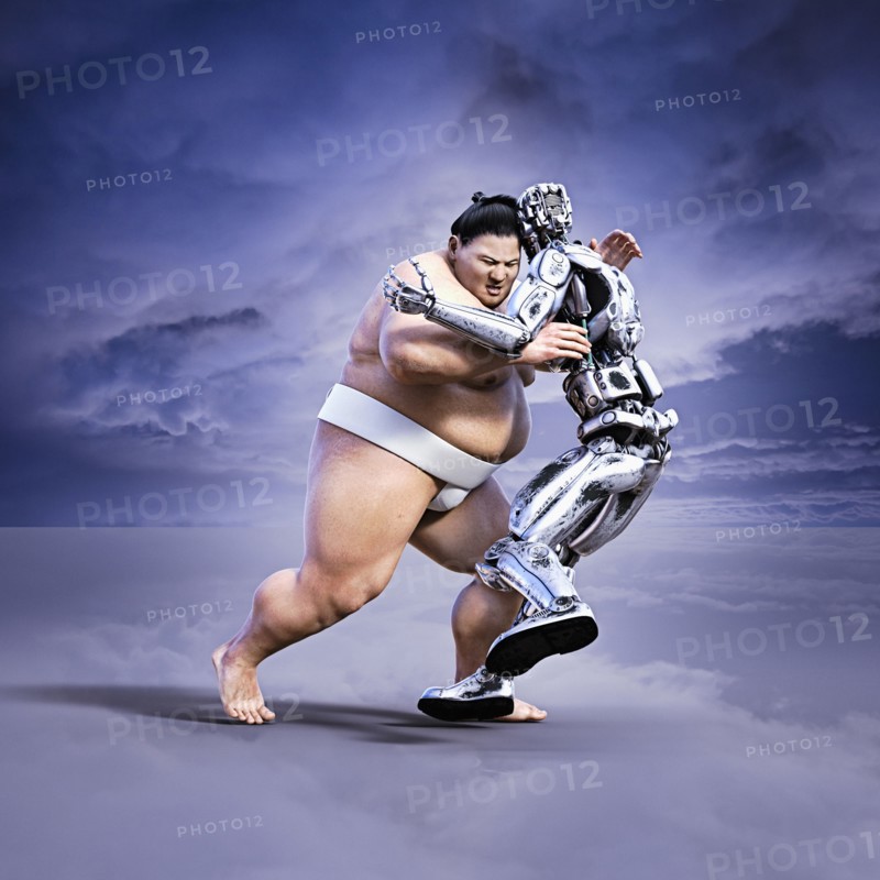 Sumo wrestler pushing robot