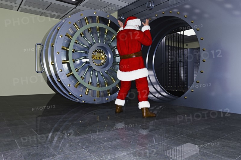 Santa surprised at empty vault
