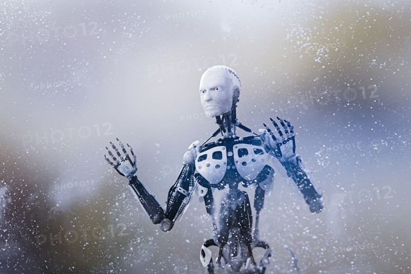Water splashing on angry robot
