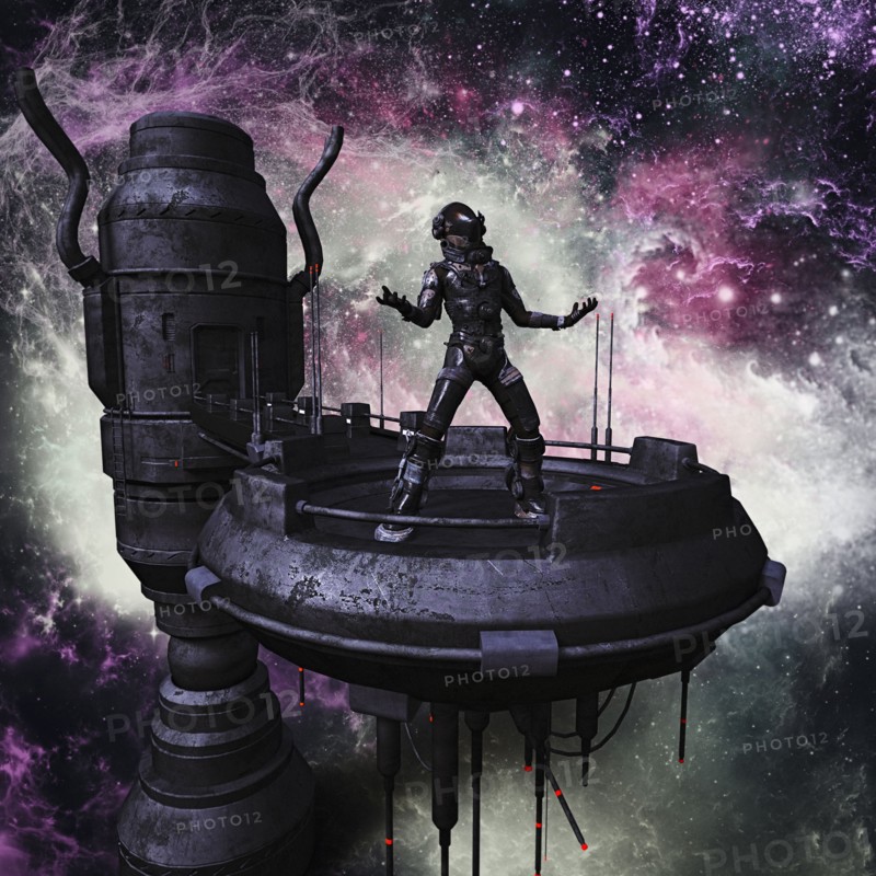 Man gesturing frustration in outer space
