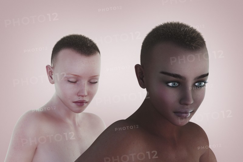 Similar women with different skin color