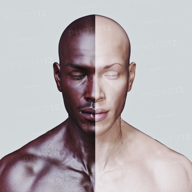 Man with different skin colors