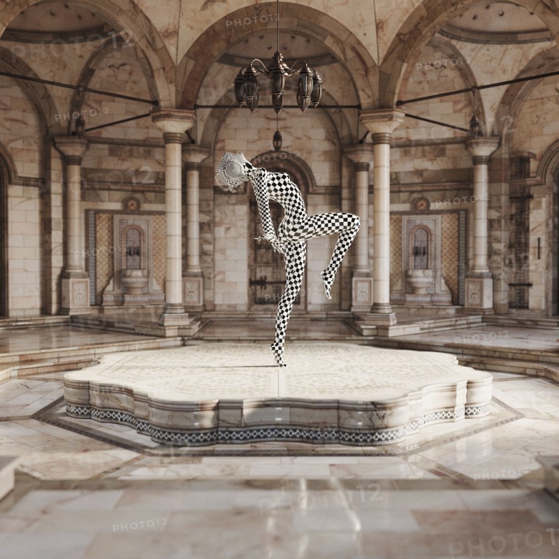 Checkered woman dancing wearing virtual reality goggles