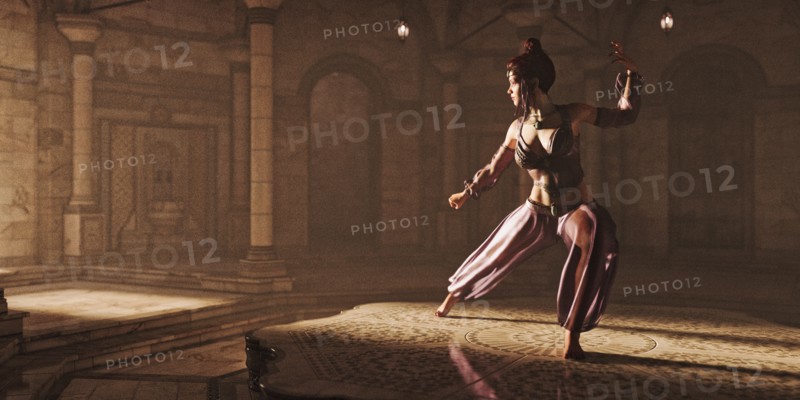 Woman dancing in exotic clothing