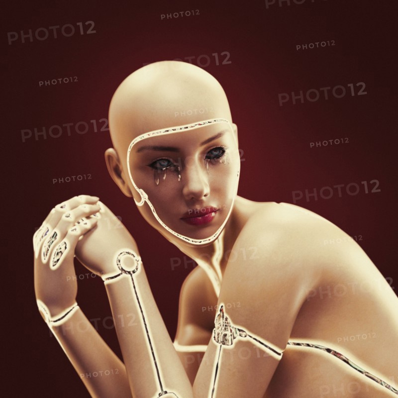 Robot woman crying