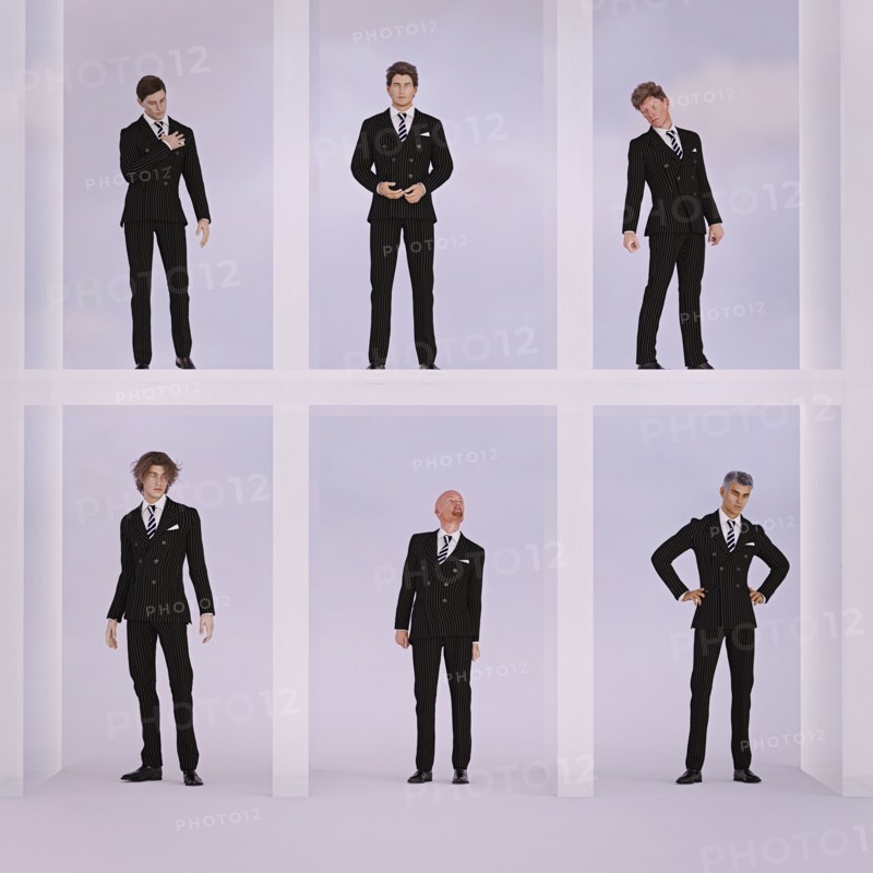Variety of businessmen standing in cubes