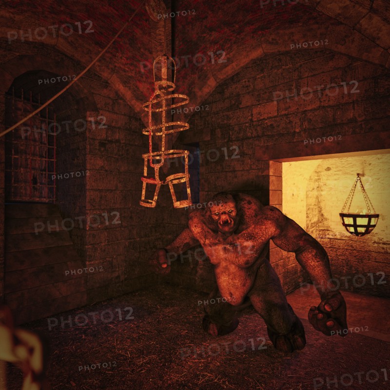 Fierce ogre in dungeon