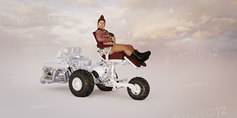 Woman riding powerful luxury tricycle