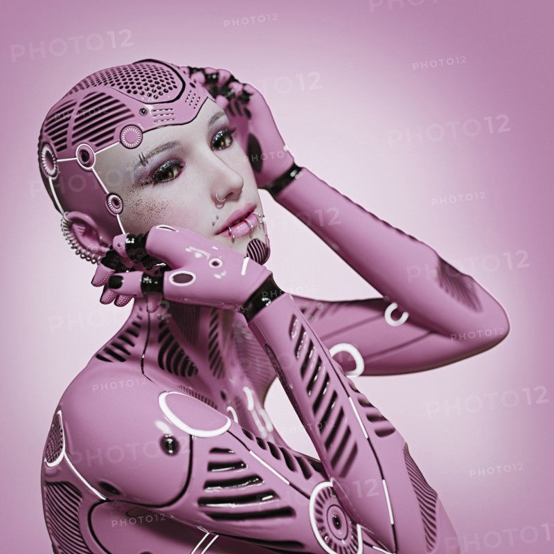Alternative android woman with piercing