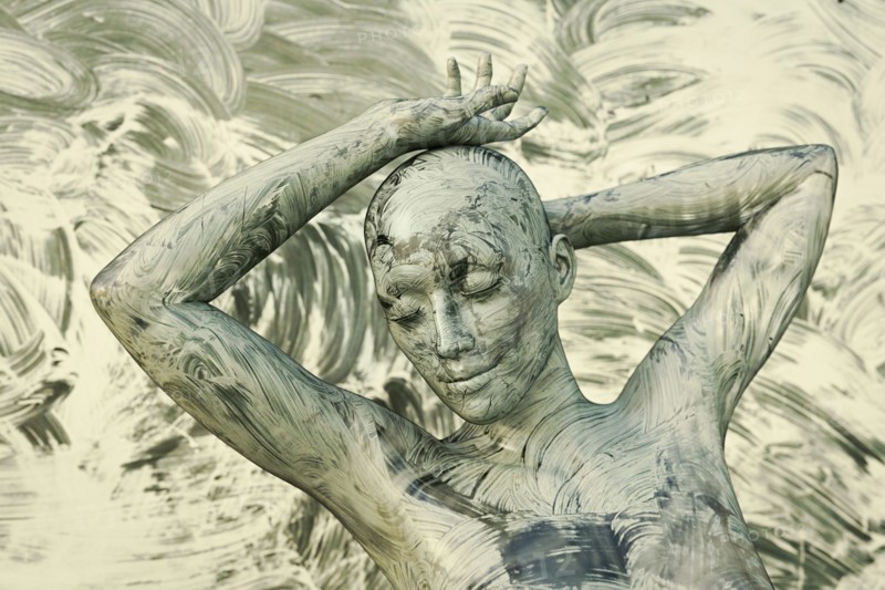 Skin of person blending with background