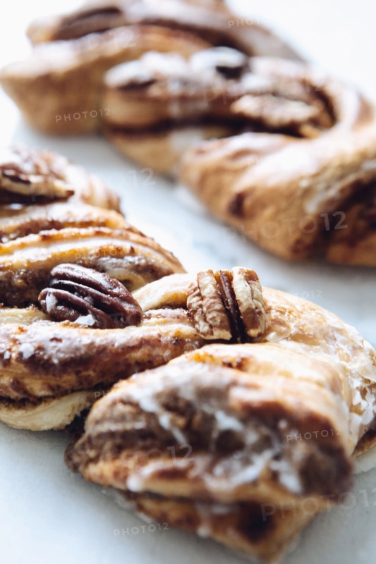 Close up of pecan twist dessert