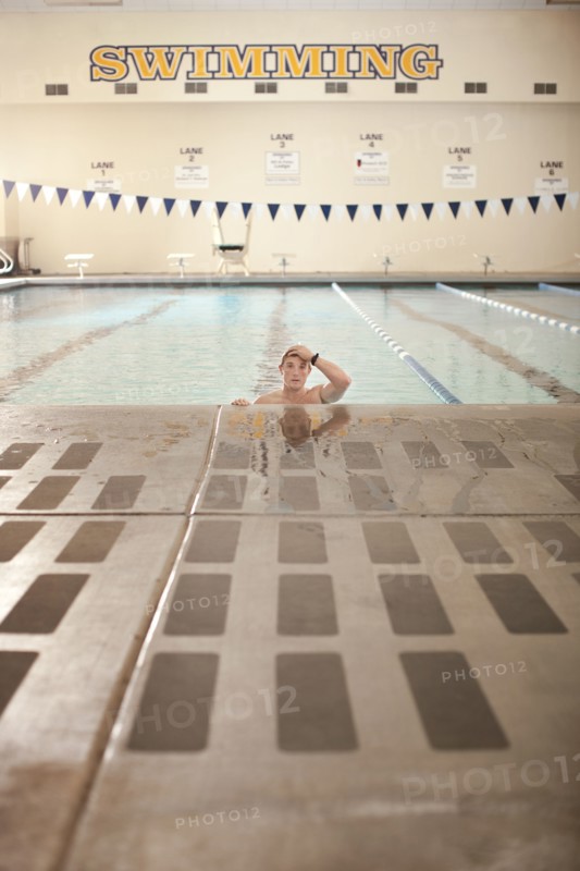 Caucasian swimmer in swimming pool
