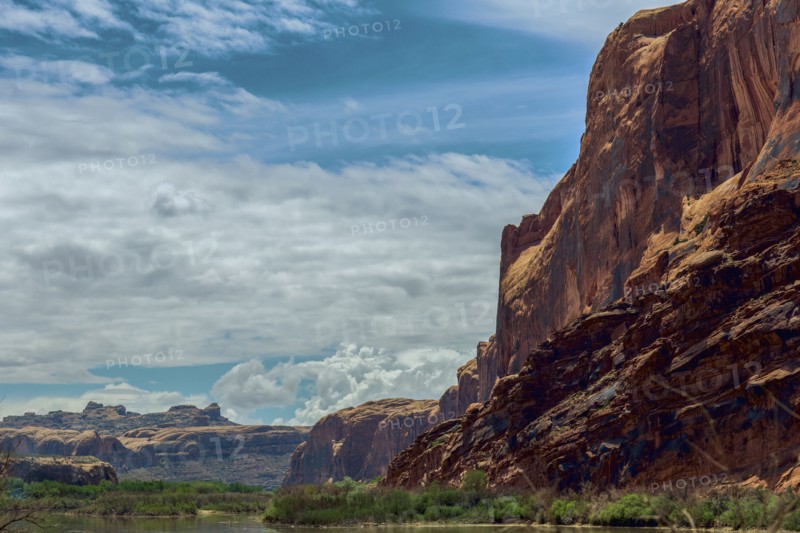Rock formations in desert landscape