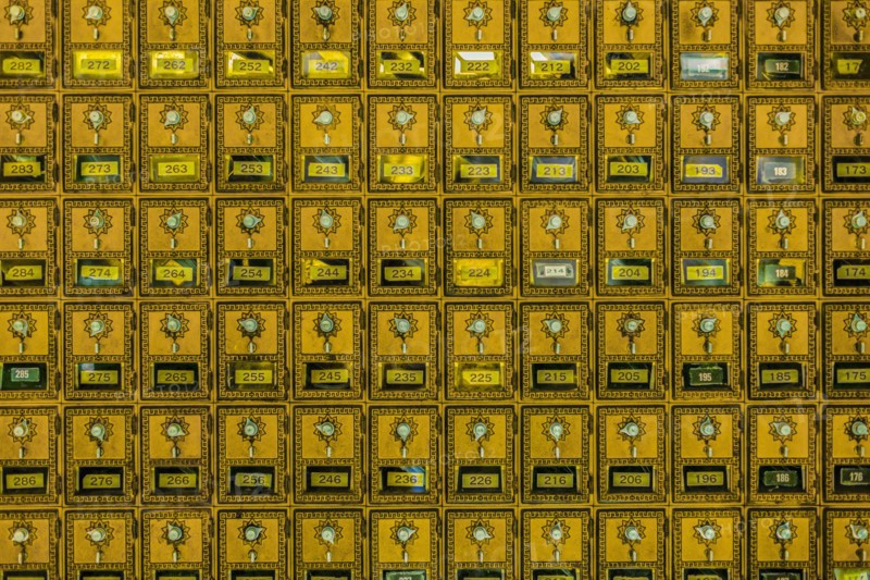 Full frame of retro mailboxes