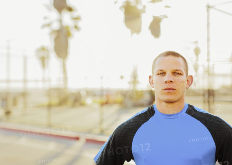 Caucasian man in sportswear outdoors