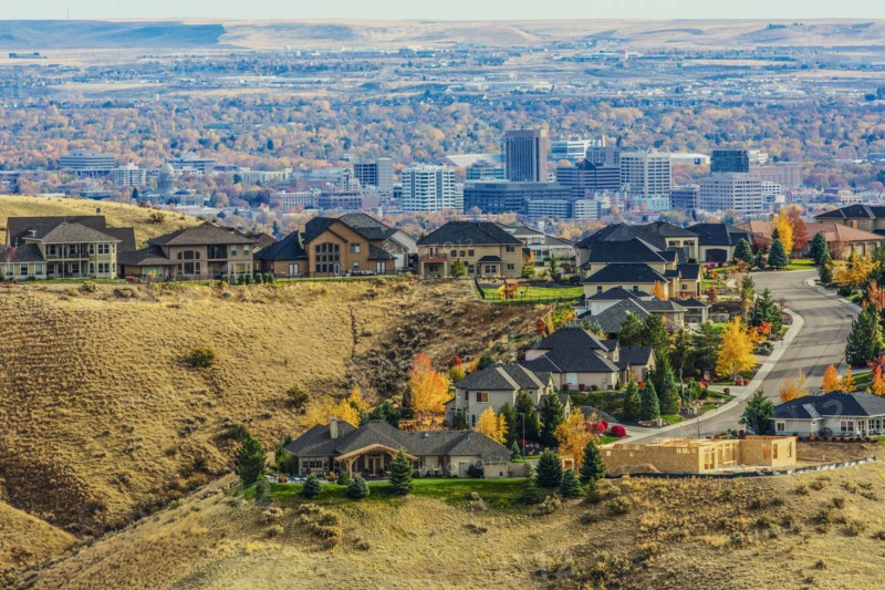 Aerial view of suburban landscape