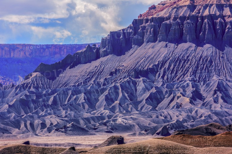 Rock formations in desert landscape