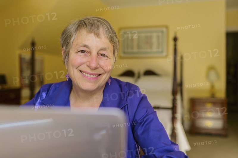 Senior Caucasian woman using laptop