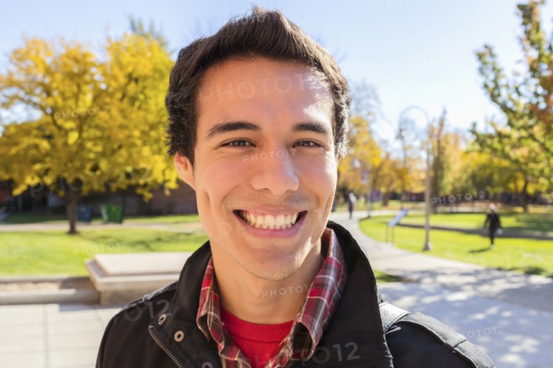 Student smiling on campus