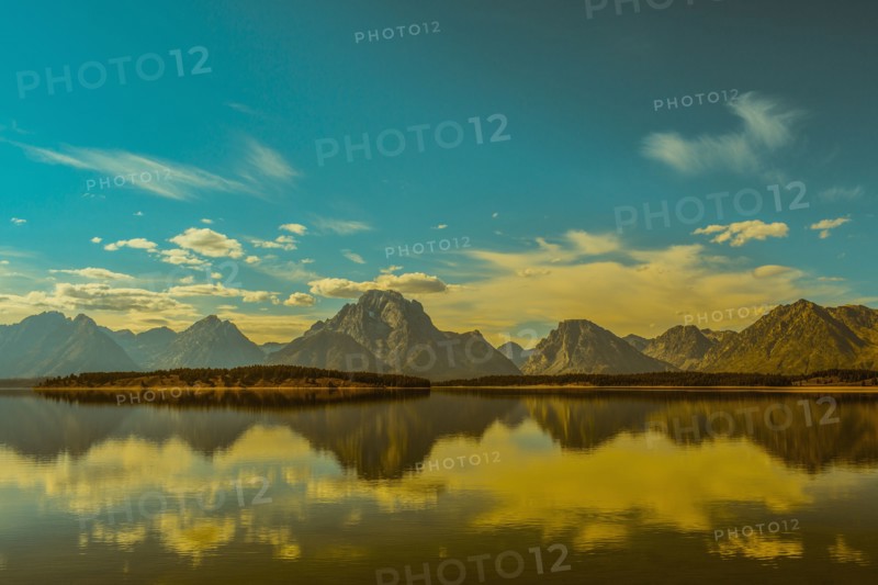 Reflection of mountains in remote lake