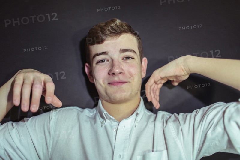 Caucasian teenage boy smiling